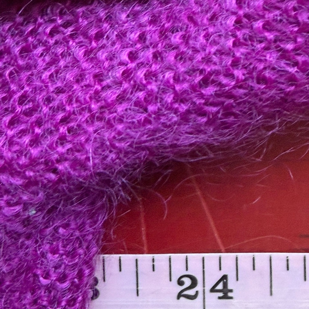Vintage Mohair Blend Fuzzy Sweater Womens L Magenta Purple Cozy Luxury Cobain - Picture 6 of 8